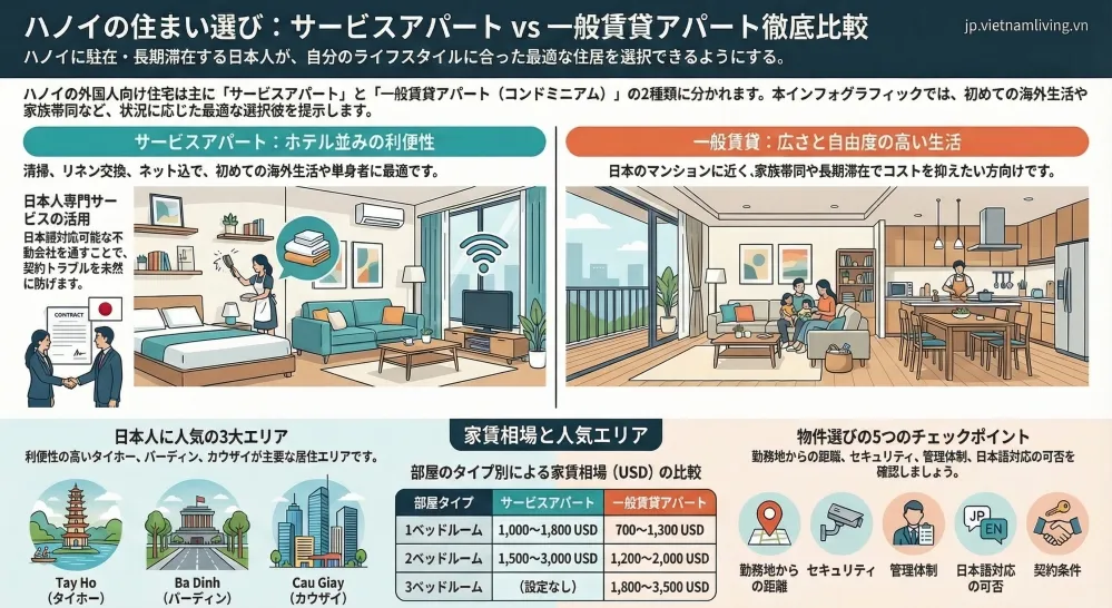 ハノイ賃貸アパート サービスアパート比較｜日本人向けおすすめ住宅タイプと選び方ガイド